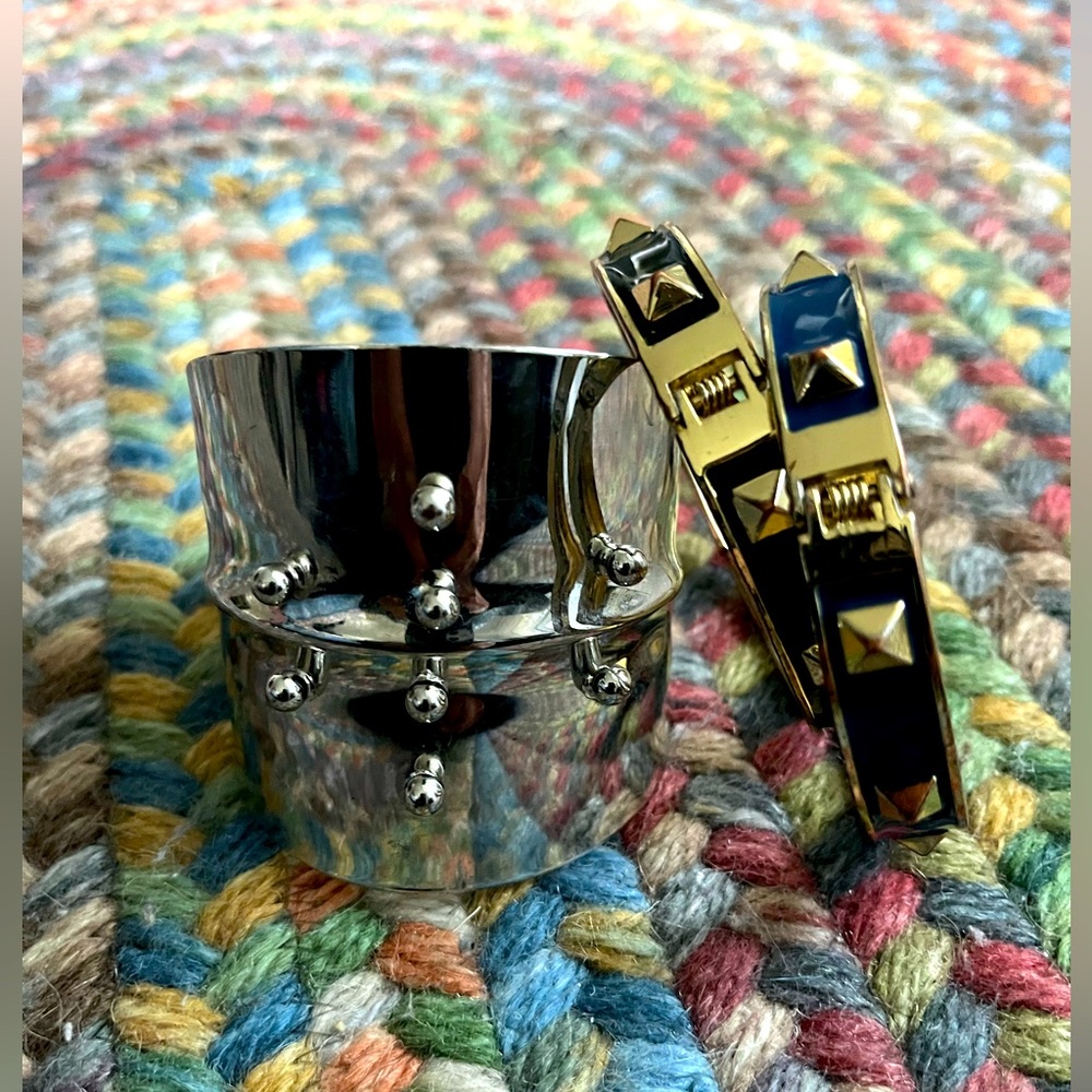 Studded Bracelet And Cuff Lot Silver and Gold